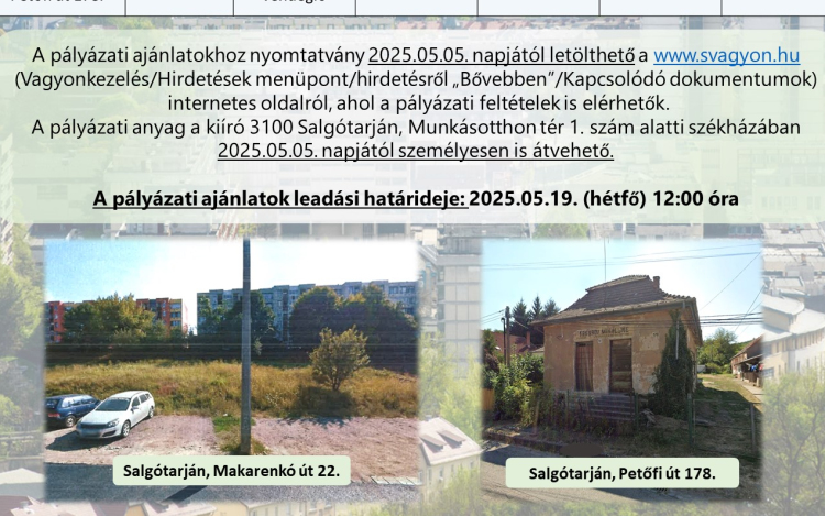 Ingatlanok értékesítése Salgótarjánban